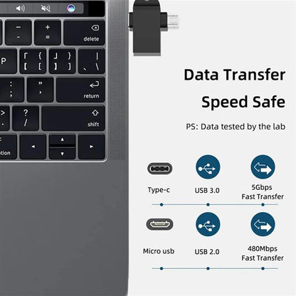 OTG-adapter microUSB / USB-C - USB-A Techsuit A15 AluCoreX, Svart