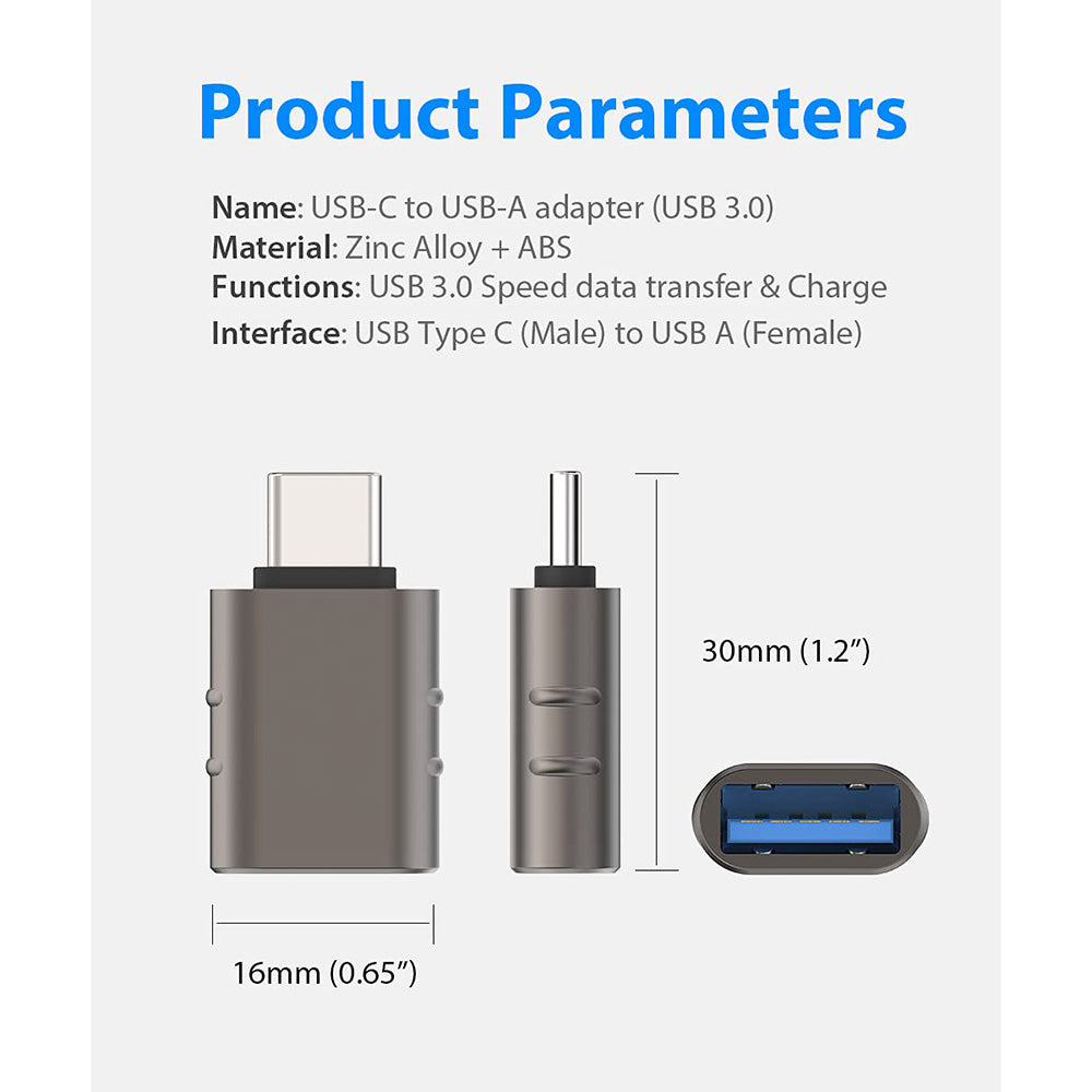 OTG-adapter USB-C - USB-A Techsuit A10 SlateVolt, Grå