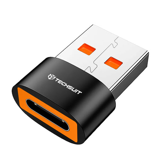 USB-C - USB-A Data- och Laddningsadapter Techsuit A4 HyperPort, Svart Orange
