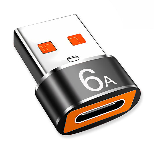 USB-C - USB-A Data- och Laddningsadapter Techsuit A4 HyperPort, Svart Orange