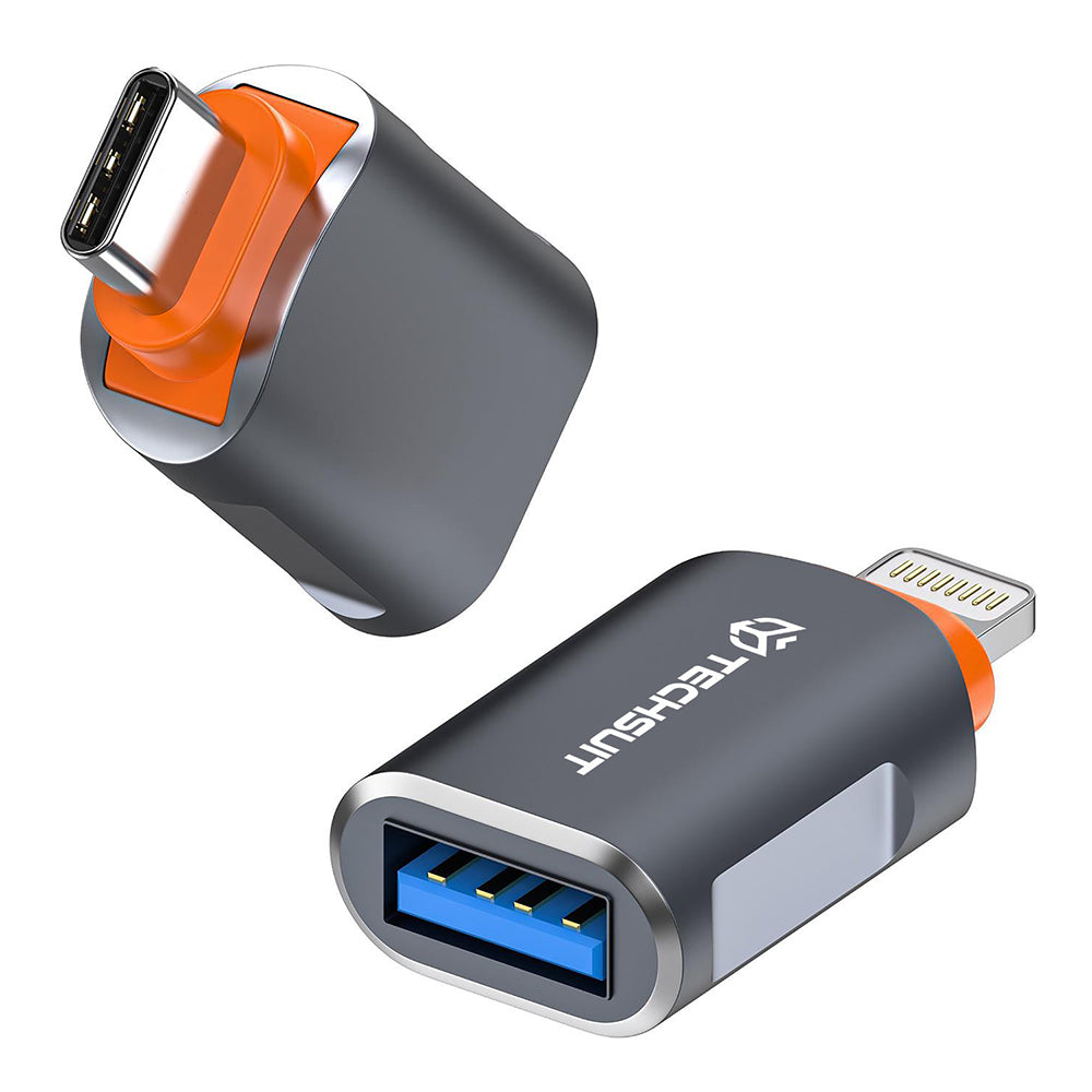OTG-adapter USB-C - USB-A Techsuit A9 SlateVolt, Grå Orange