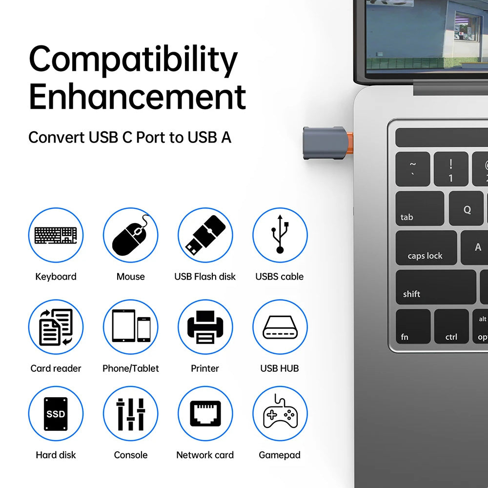 OTG-adapter USB-C - USB-A Techsuit A9 SlateVolt, Grå Orange