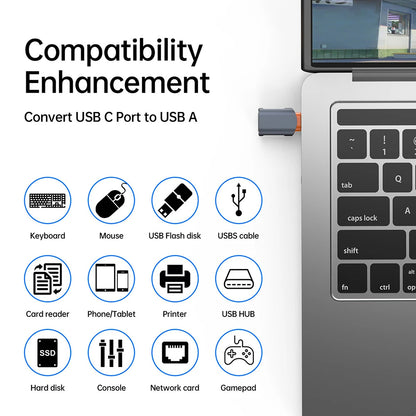 OTG-adapter USB-C - USB-A Techsuit A9 SlateVolt, Grå Orange