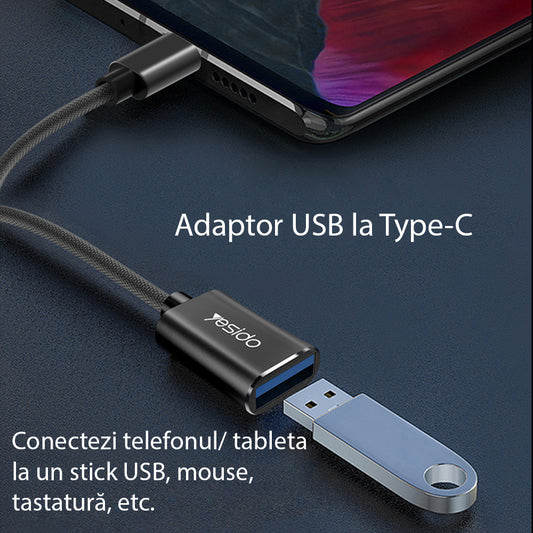 OTG-adapter USB-C - USB-A Yesido GS01, Svart