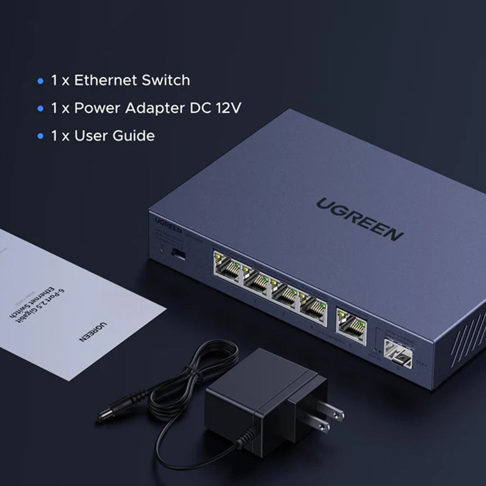 UGREEN nätverksswitch 35048EU, 5 x RJ45, grå