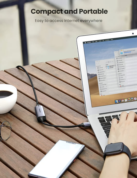 UGREEN CM209 Nätverkskort, RJ45, USB, Grå