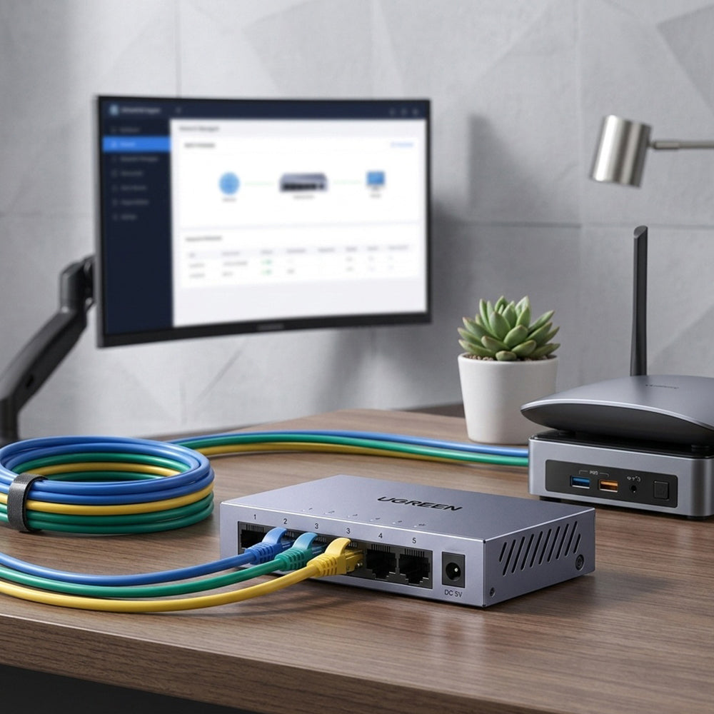 UGREEN CM933 nätverksswitch (65956EU), 5 x RJ45, svart