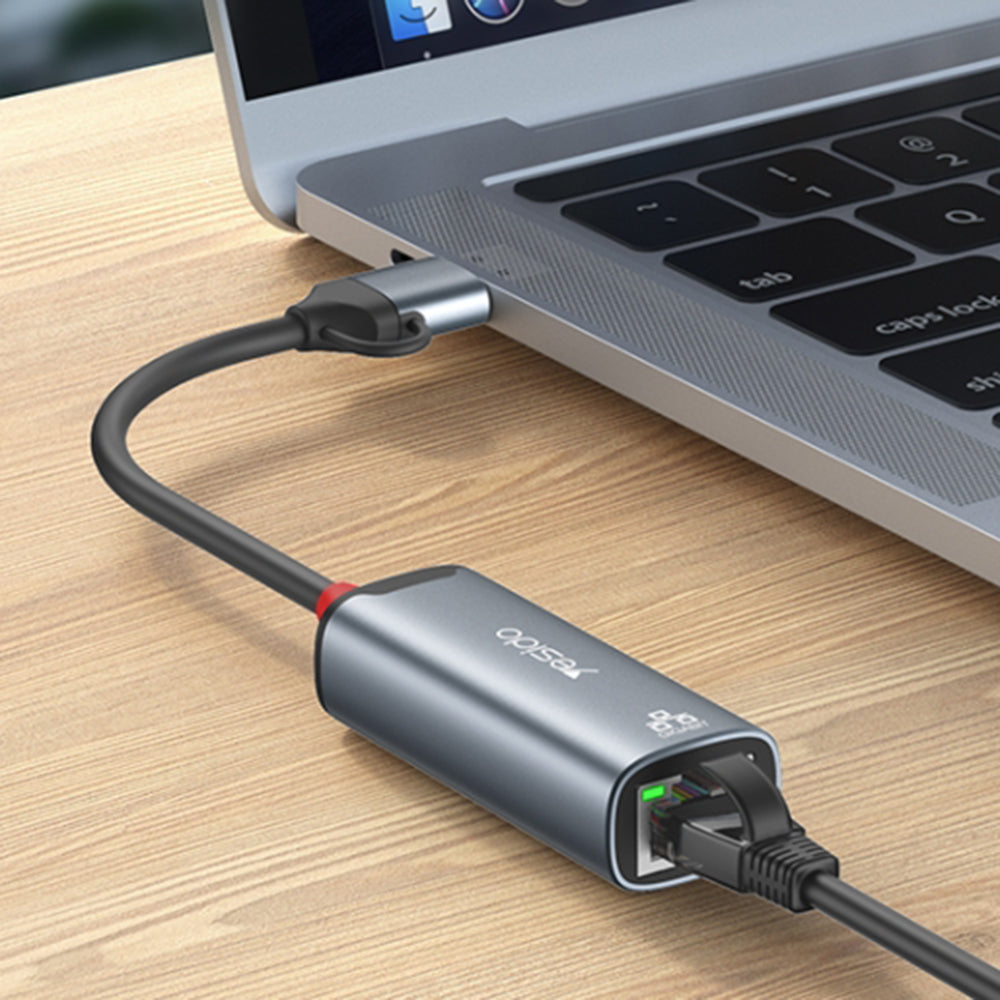 Nätverksadapter Yesido HB26, RJ45, USB / USB-C, Grå