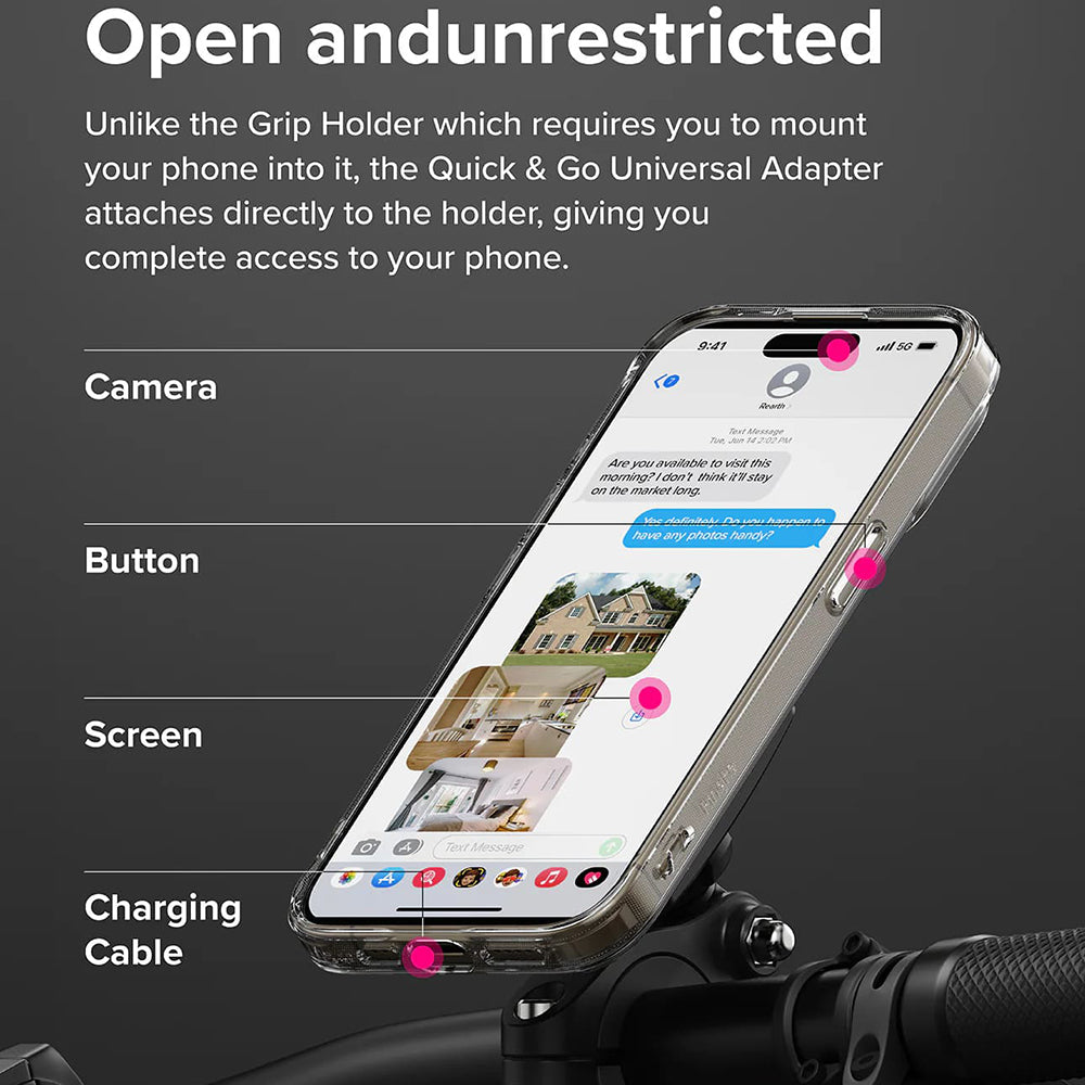 Telefonadapter Ringke Quick & Go för Cykelhållare, Set med 2 stycken, Svart