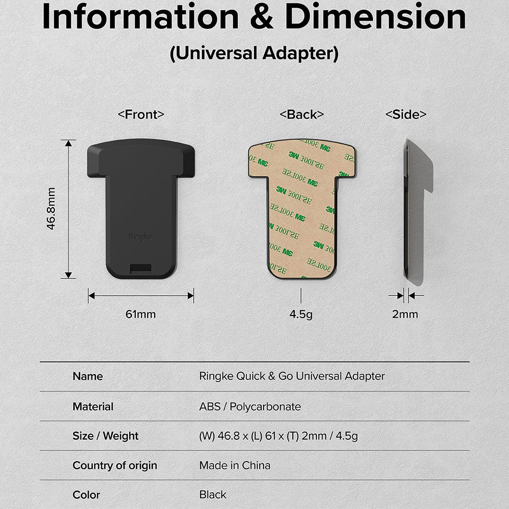 Telefonadapter Ringke Quick & Go för Cykelhållare, Set med 2 stycken, Svart