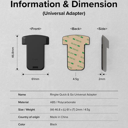 Telefonadapter Ringke Quick & Go för Cykelhållare, Set med 2 stycken, Svart
