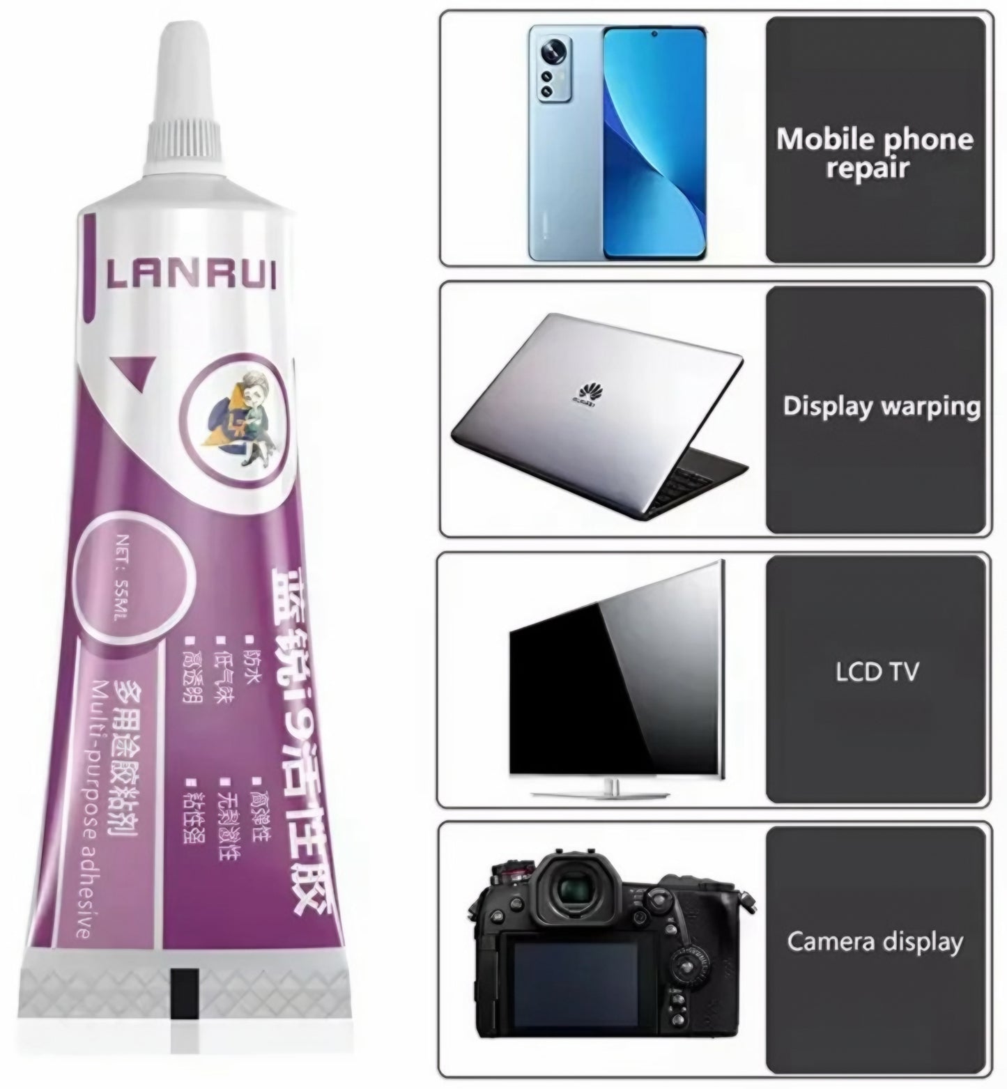 Lanrui I9 flytande lim, 55 ml, transparent