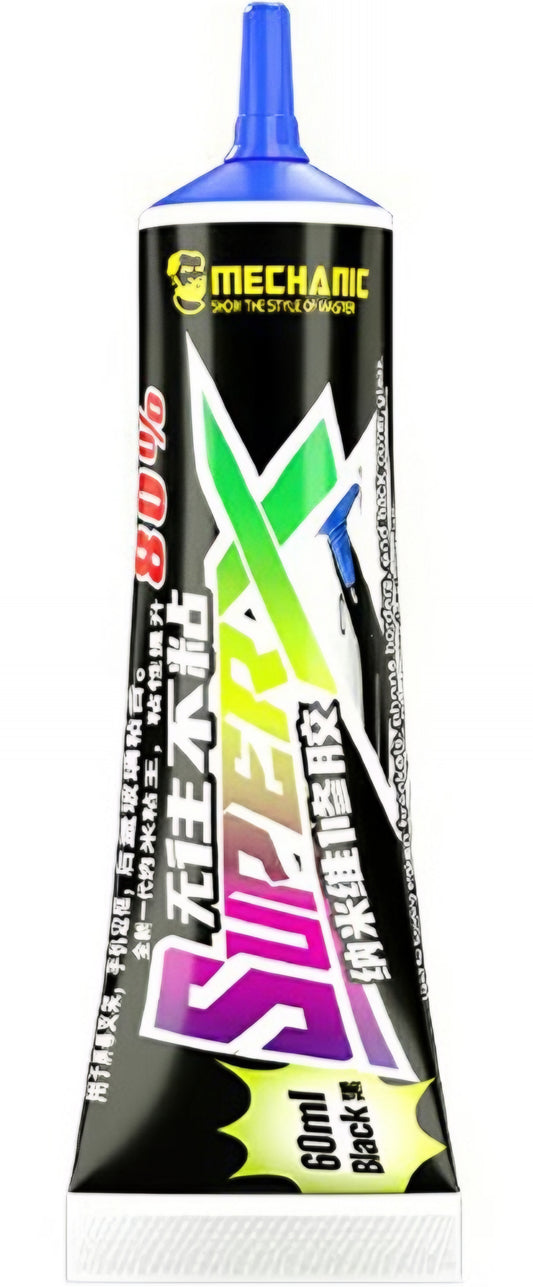 Mechanic Super X flytande lim, 60 ml, svart