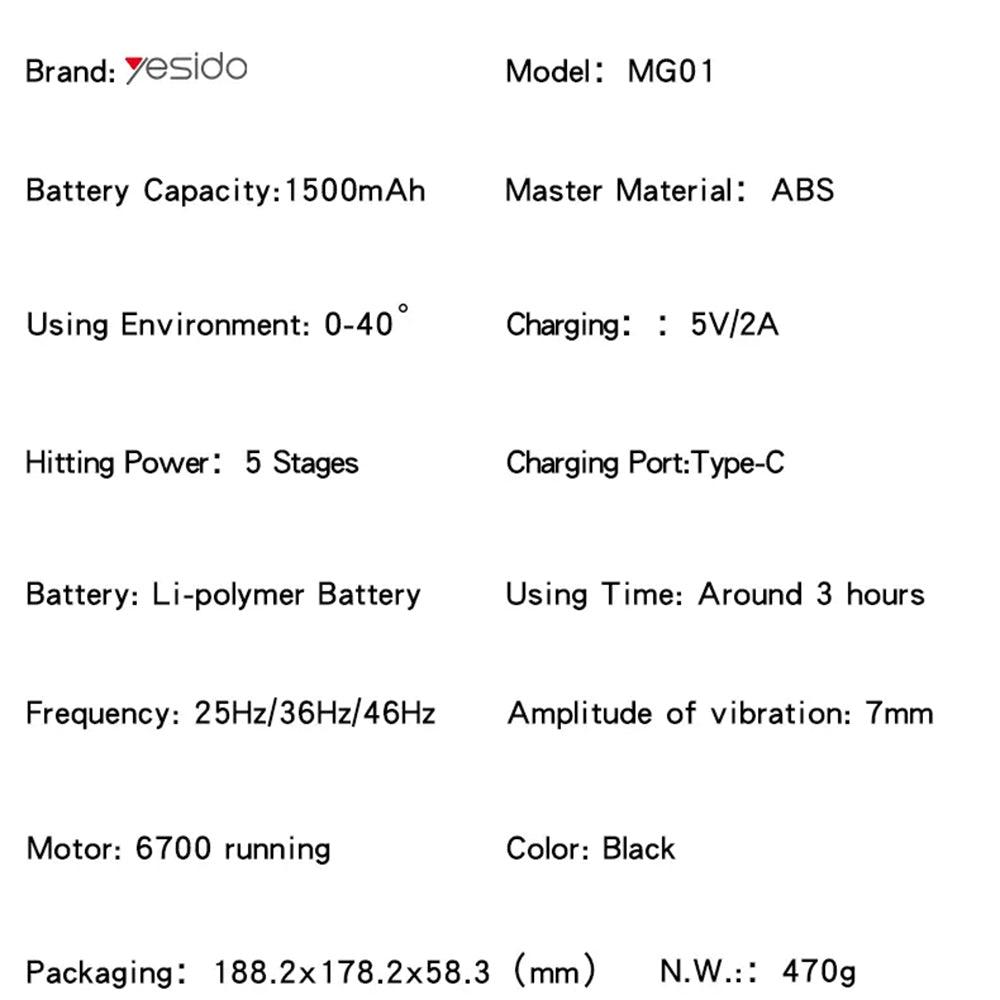 Massageapparat Yesido MG01, Svart