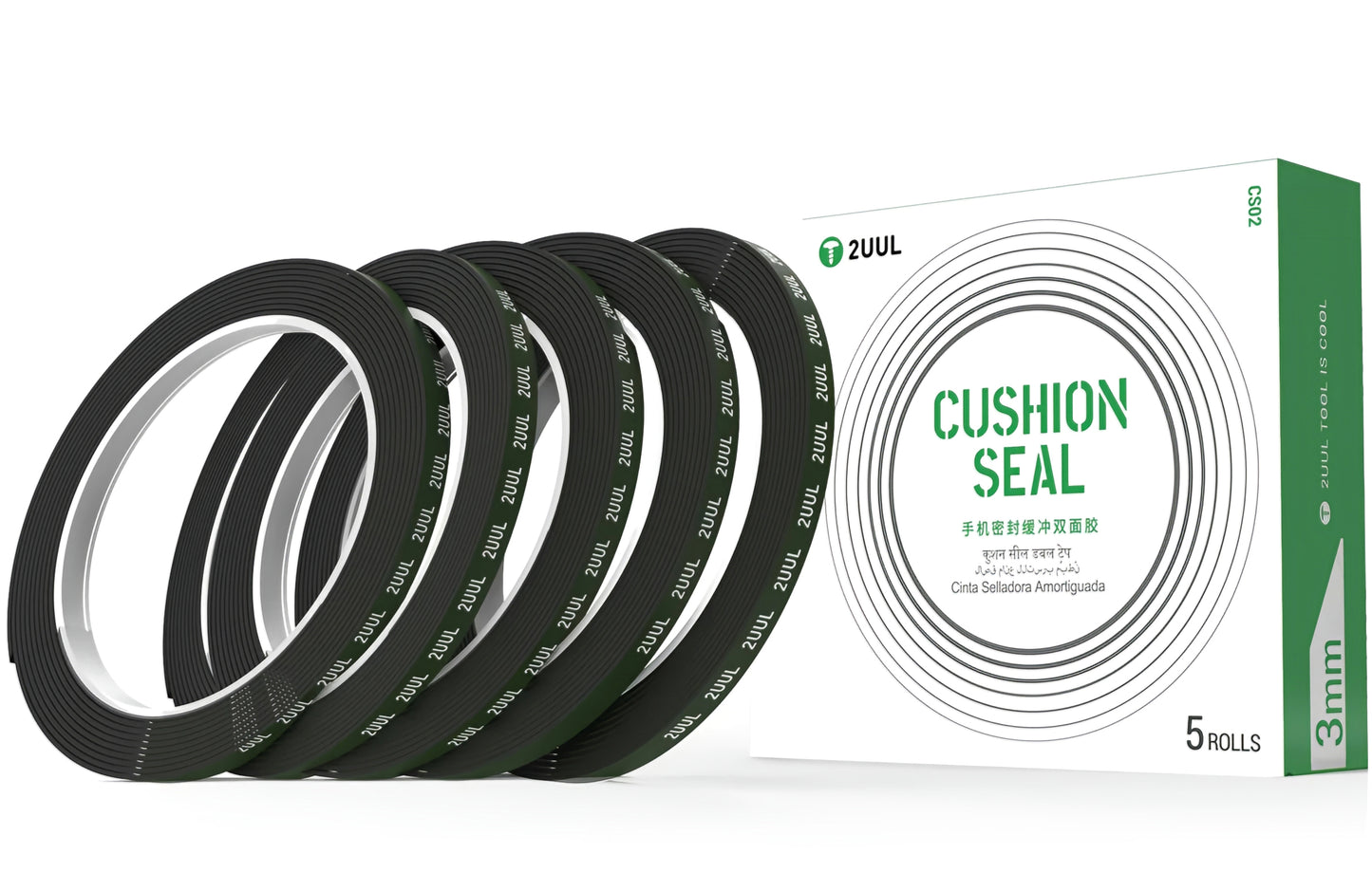 Tejp 2UUL CS01, 3mm, Svart, Set om 5 stycken