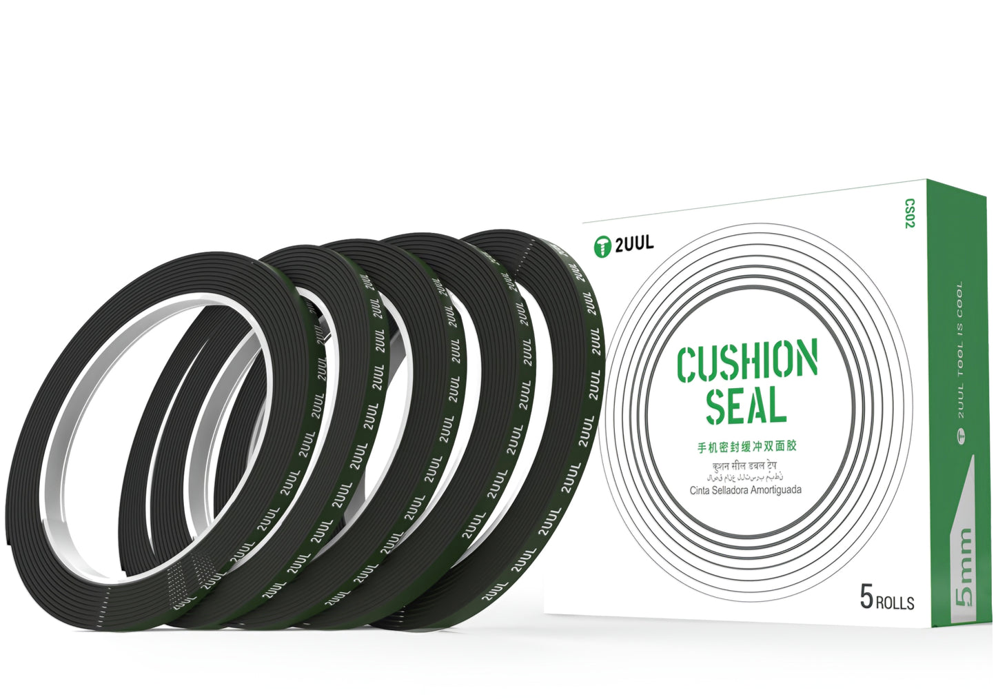Tejp 2UUL CS02, 5mm, Svart, Set om 5 stycken