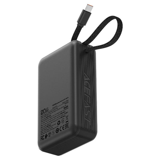 Extern batteri Acefast M21, 20000mAh, 65W, QC + PD, 1 x USB-A - 2 x USB-C, Svart