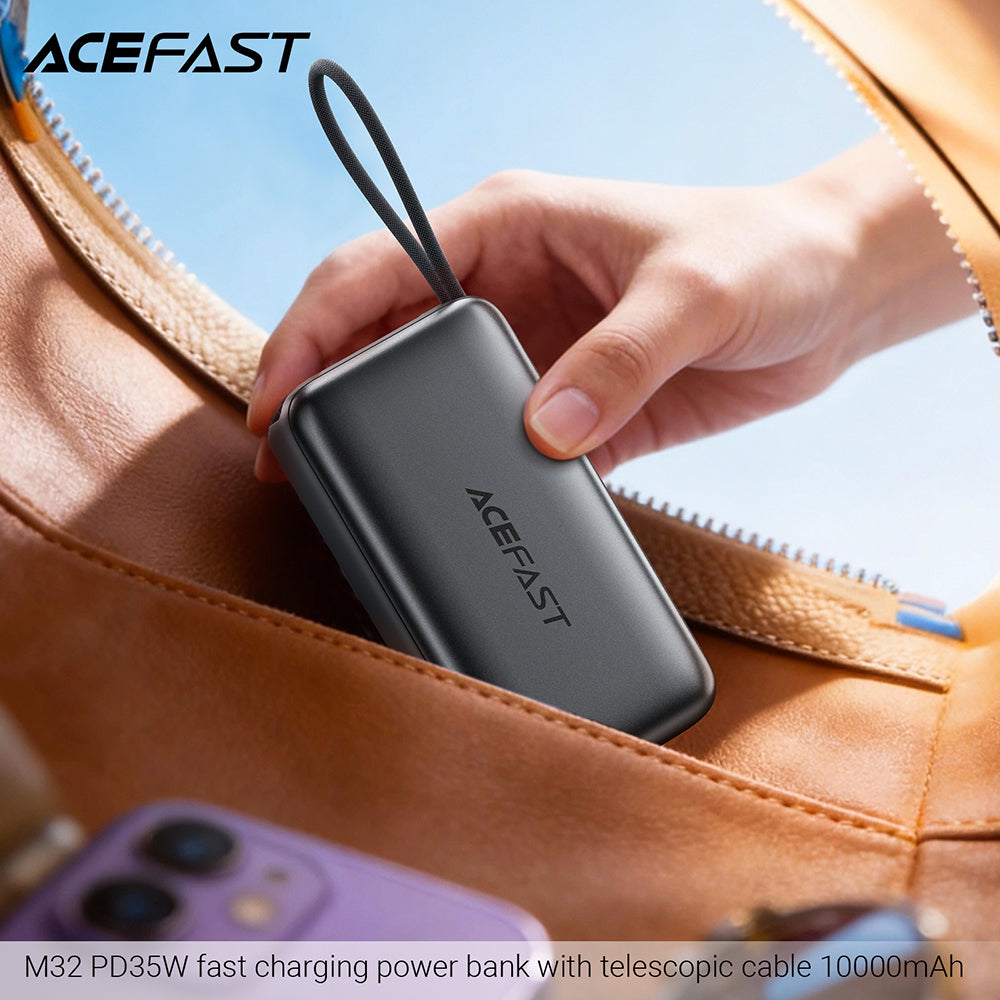 Extern batteri Acefast M32, 10000mAh, 35W, PD, 2 x USB-C, Grå