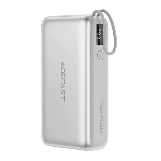 Extern batteri Acefast M34, 20000mAh, 45W, QC + PD, 1 x USB-A - 2 x USB-C, Silver