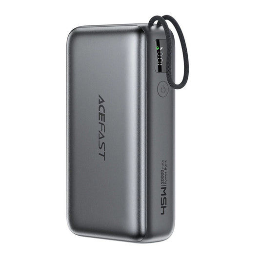 Extern batteri Acefast M34, 20000mAh, 45W, QC + PD, 1 x USB-A - 2 x USB-C, Grå