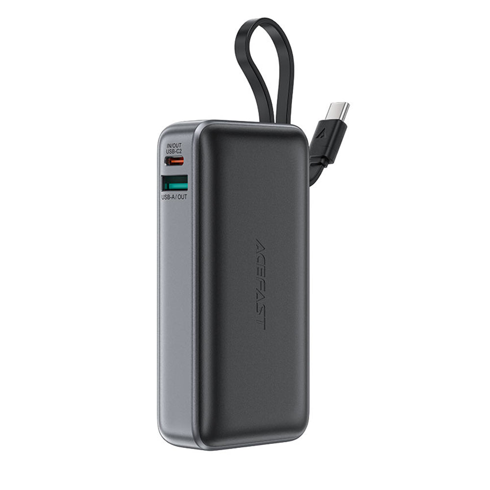 Extern batteri Acefast M7, 10000mAh, 30W, QC + PD, 1 x USB-A - 2 x USB-C, Svart