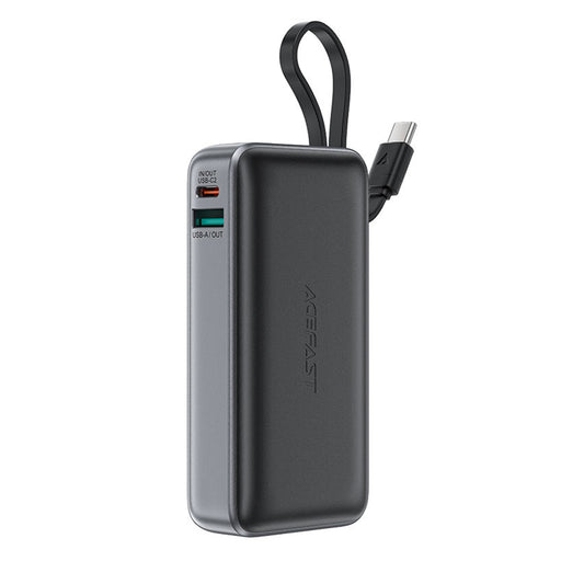 Extern batteri Acefast M7, 10000mAh, 30W, QC + PD, 1 x USB-A - 2 x USB-C, Svart