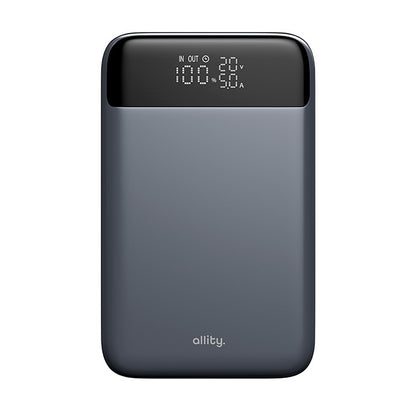Extern batteri Allity. APB-200 PocketPower, 19200mAh, 130W, QC + PD, 1 x USB-A - 2 x USB-C, Grå