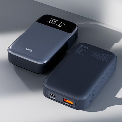 Extern batteri Allity. APB-200 PocketPower, 10000mAh, 33W, QC + PD, 1 x USB-A - 1 x USB-C, Grå