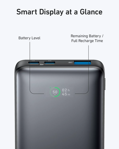 Extern batteri Anker 533 PowerCore, 10000mAh, 25W, QC + PD, 1 x USB-A - 2 x USB-C, Svart A1249G11