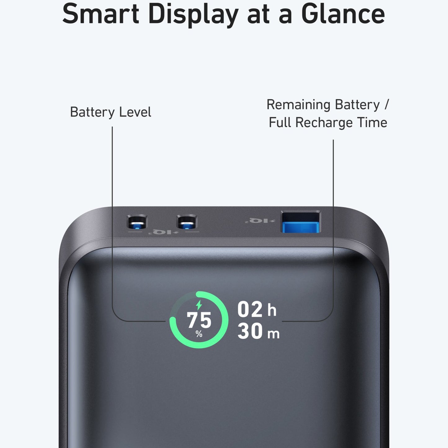 Anker 533 External Battery, 10000mAh, 30W, QC + PD, 1 x USB-A - 2 x USB-C, Black A1256G11