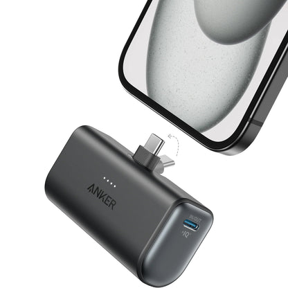 Anker Nano External Battery, 5000mAh, 22.5W, PD, 2 x USB-C, Black A1653H11