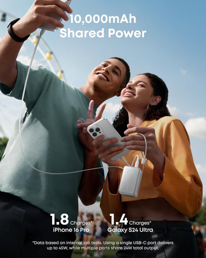 Externt batteri Anker Nano, 10000mAh, 45W, QC + PD, 1 x USB-A - 1 x USB-C, Vit A1638H21