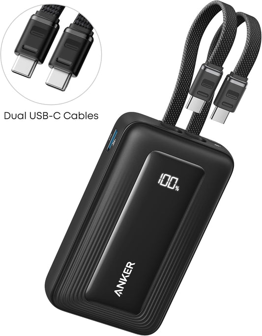 Externt batteri Anker Zolo, 10000mAh, 35W, QC + PD, 1 x USB-A - 2 x USB-C, Svart A1680H12