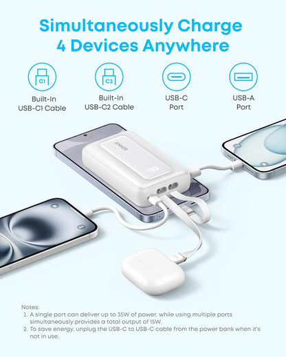 Anker Zolo External Battery, 10000mAh, 35W, QC + PD, 1 x USB-A - 2 x USB-C, Black A1680H12