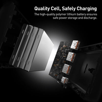 Extern batteri Baseus Adaman, 40000mAh, 22.5W, QC + PD, 1 x USB-C - 3 x USB-A, Svart