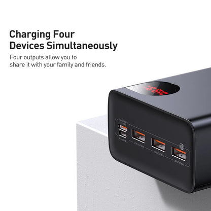 Extern batteri Baseus Adaman, 40000mAh, 22.5W, QC + PD, 1 x USB-C - 3 x USB-A, Svart