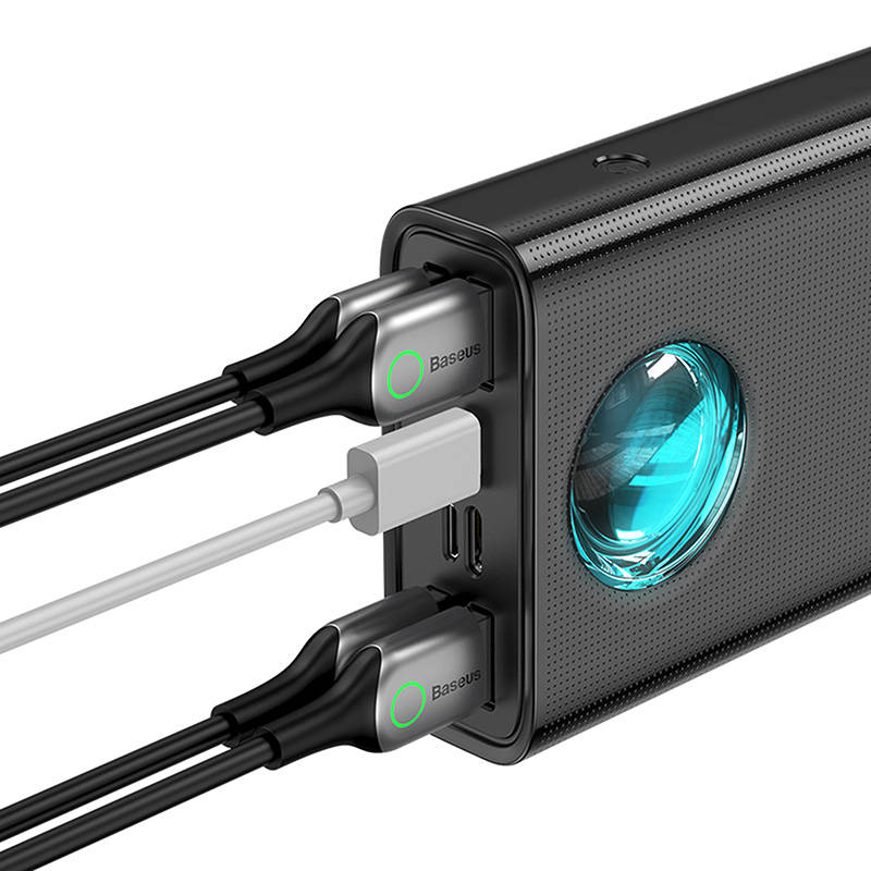 Baseus Amblight External Battery Digital Display, 30000mAh, 65W, QC + PD, 1 x USB-C - 4 x USB-A, Black PPLG000101