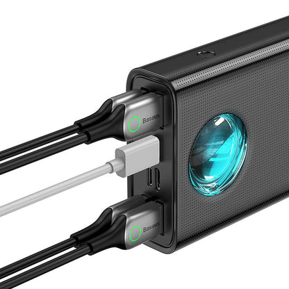 Baseus Amblight External Battery Digital Display, 30000mAh, 65W, QC + PD, 1 x USB-C - 4 x USB-A, Black PPLG000101