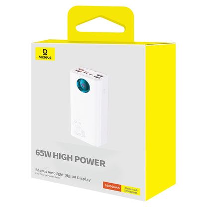 Extern batteri Baseus Amblight Digital Display, 26800mAh, 65W, QC + PD, 1 x USB-C - 4 x USB-A, Vit P10022402223-00