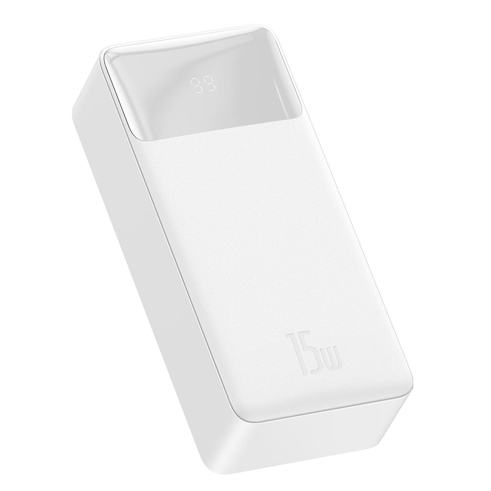 Extern batteri Baseus Bipow, 30000mAh, 15W, 1 x USB-C - 2 x USB-A, Vit PPBD050202