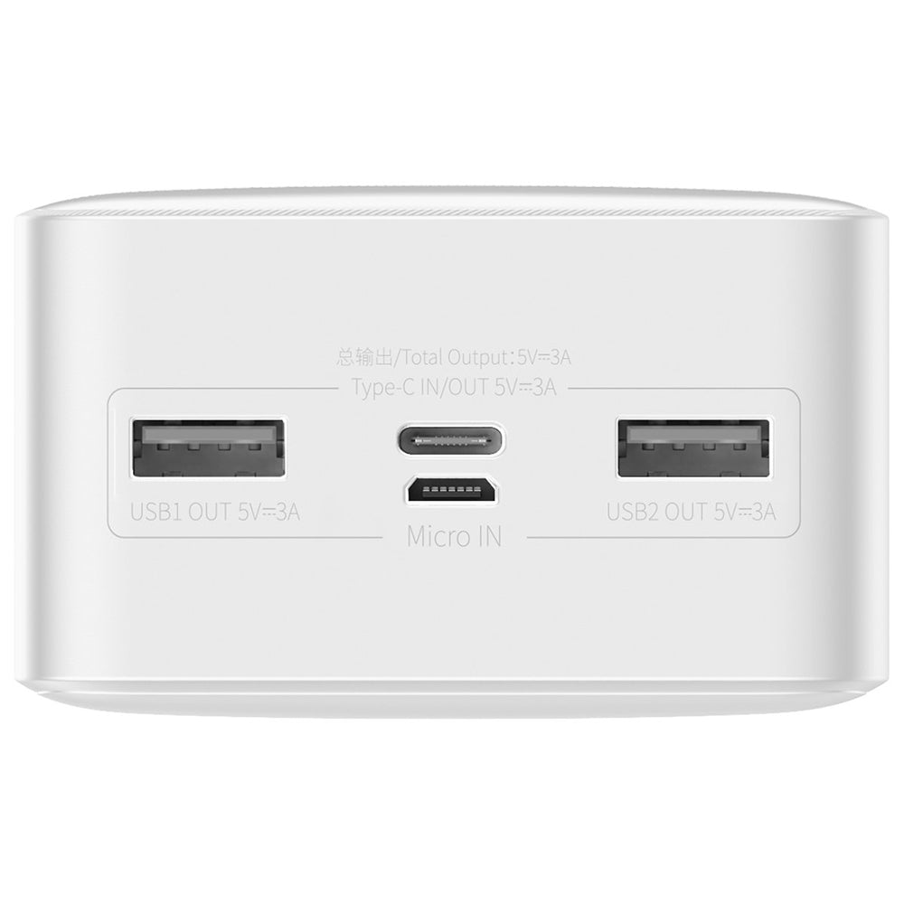 Extern batteri Baseus Bipow, 30000mAh, 15W, 1 x USB-C - 2 x USB-A, Vit PPBD050202