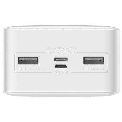 Extern batteri Baseus Bipow, 30000mAh, 15W, 1 x USB-C - 2 x USB-A, Vit PPBD050202