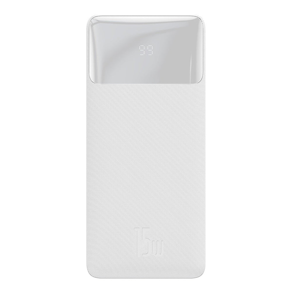 Extern batteri Baseus Bipow, 30000mAh, 15W, 1 x USB-C - 2 x USB-A, Vit PPBD050202