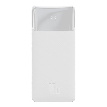 Extern batteri Baseus Bipow, 30000mAh, 15W, 1 x USB-C - 2 x USB-A, Vit PPBD050202