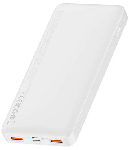 Extern batteri Baseus Bipow, 10000mAh, 20W, QC + PD, 1 x USB-C - 2 x USB-A, Vit PPBD050502