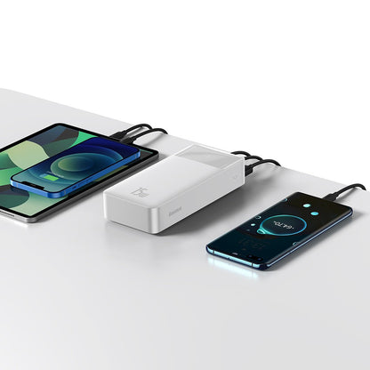 Extern batteri Baseus Bipow, 30000mAh, 15W, 1 x USB-C - 2 x USB-A, Vit PPBD050202