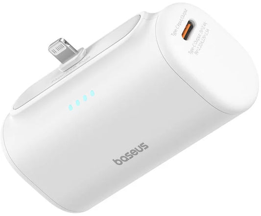 Baseus Compact External Battery, 5000mAh, 20W, PD, 1 x Lightning - 1 x USB-C, White P10068307213-00