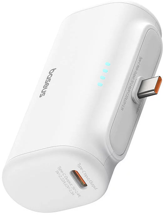 Baseus Compact External Battery, 5000mAh, 20W, PD, 2 x USB-C, White P10068306213-00