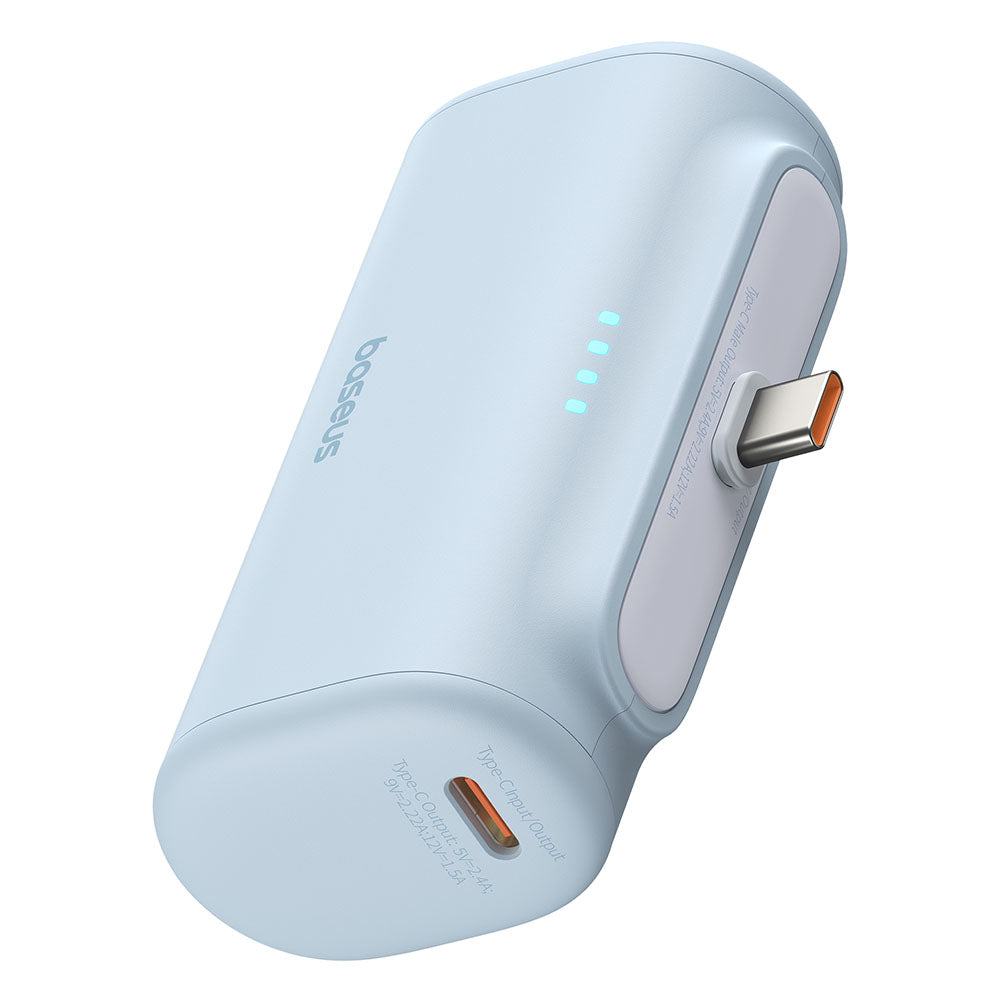 Extern batteri Baseus Compact, 5000mAh, 20W, PD, 2 x USB-C, Blå P10068306313-00