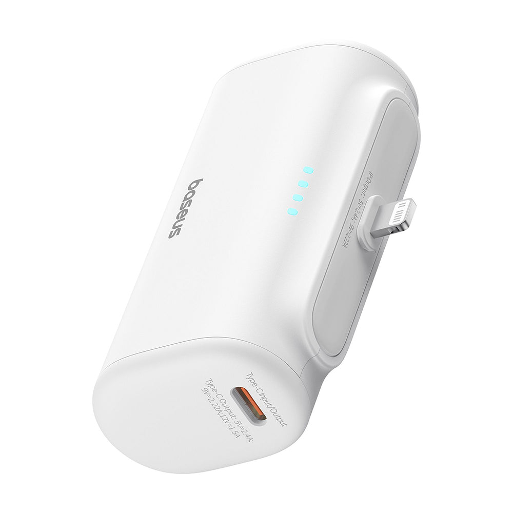 Extern batteri Baseus Compact, 5000mAh, 20W, PD, 1 x Lightning - 1 x USB-C, Vit P10068307213-00